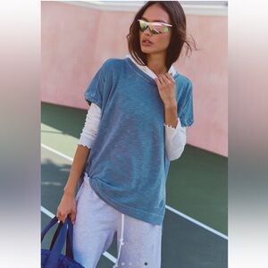 FP Movement Nomadic Tee in Blue Indigo Size Med NWT Retail $58